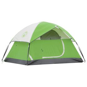 2-Person 1 Room Green Weatherproof Dome Tent with E-Port