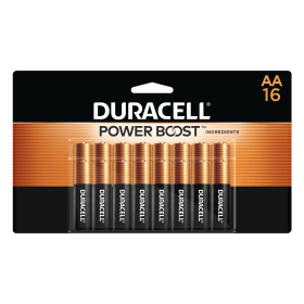 Duracell Coppertop AA Battery with POWER BOOSTâ„¢, 16 Pack Long-Lasting Batteries