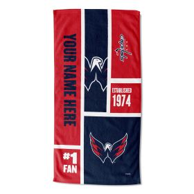 [Personalization Only] OFFICIAL NHL Colorblock Personalized Beach Towel - Washington Capitals