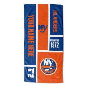 [Personalization Only] OFFICIAL NHL Colorblock Personalized Beach Towel - New York Islanders