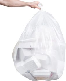 Pack of 200 Regular Duty Trash Bags; Clear 36 x 58. High Density Plastic Trash Bags 36x58. Thickness 0.7 Mil. 55 Gallon Garbage Bin Liners for Office;