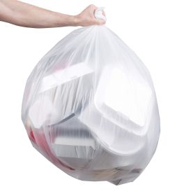 Pack of 100 Regular Duty Trash Bags; Clear 43 x 47. High Density Plastic Trash Bags 43x47. Thickness 0.7 Mil. 56 Gallon Garbage Bin Liners for Office;