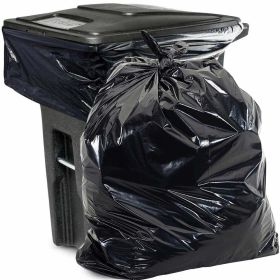 Pack of 250 Regular Duty Trash Bags; Black 40 x 46. Low Density Opaque Trash Bags 40x46. Thickness 0.55 Mil. 40-45 Gallon Garbage Bin Liners for Offic