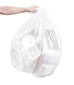 Pack of 200 Regular Duty Trash Bags; Clear 38 x 58. High Density Plastic Trash Bags 38x58. Thickness 0.55 Mil. 60 Gallon Garbage Bin Liners for Office