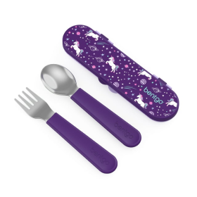 Bentgo Kids Stainless Steel Utensils Set - Reusable Fork, Spoon & Storage Case Made From High-Grade Stainless Steel, BPA-Free