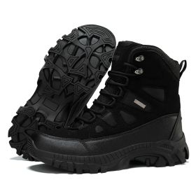 Men's winter new large size outdoor field training field training boots Hiking shoes Hiking shoes men's ankle boots (Color: Black, size: 43)