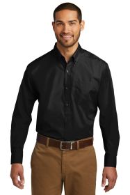 Port Authority Tall Long Sleeve Carefree Poplin Shirt TW100 (Color: Deep Black, size: 3XLT)