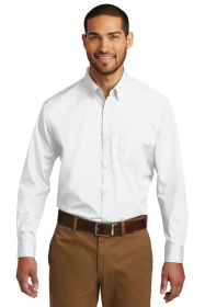 Port Authority Tall Long Sleeve Carefree Poplin Shirt TW100 (Color: White, size: XLT)