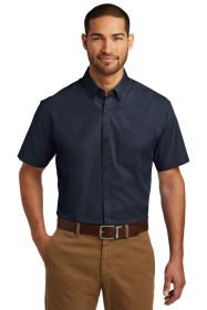 Port Authority Short Sleeve Carefree Poplin Shirt W101 (Color: River Blue Navy, size: 3XL)