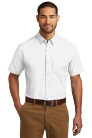 Port Authority Short Sleeve Carefree Poplin Shirt W101 (Color: White, size: L)