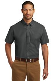 Port Authority Short Sleeve Carefree Poplin Shirt W101 (Color: Graphite, size: 3XL)