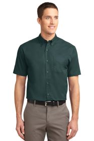 Port Authority Short Sleeve Easy Care Shirt S508 (Color: Dark Green/ Navy, size: L)