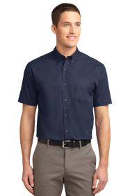 Port Authority Short Sleeve Easy Care Shirt S508 (Color: Navy/ Light Stone, size: 6XL)