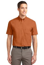 Port Authority Short Sleeve Easy Care Shirt S508 (Color: Texas Orange/ Light Stone, size: 2XL)