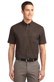 Port Authority Short Sleeve Easy Care Shirt S508 (Color: Coffee Bean/ Light Stone, size: S)