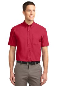 Port Authority Short Sleeve Easy Care Shirt S508 (Color: Red/ Light Stone, size: 6XL)