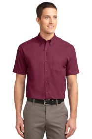 Port Authority Short Sleeve Easy Care Shirt S508 (Color: Burgundy/ Light Stone, size: 4XL)