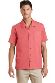 Port Authority Textured Camp Shirt S662 (Color: Deep Coral, size: 2XL)