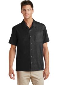 Port Authority Textured Camp Shirt S662 (Color: Black, size: Xl)