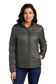 Port Authority Ladies Packable Puffy Jacket L850 (Color: Sterling Grey/ Graphite, size: XS)