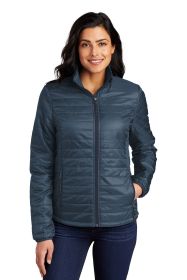 Port Authority Ladies Packable Puffy Jacket L850 (Color: Regatta Blue/ River Blue Navy, size: M)