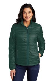 Port Authority Ladies Packable Puffy Jacket L850 (Color: Tree Green/ Marine Green, size: XS)