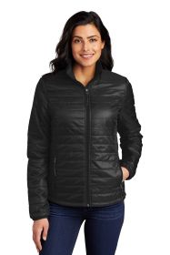 Port Authority Ladies Packable Puffy Jacket L850 (Color: Deep Black, size: XS)