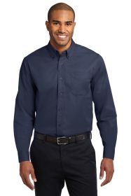 Port Authority Extended Size Long Sleeve Easy Care Shirt S608ES (Color: Navy/ Light Stone, size: 7XL)