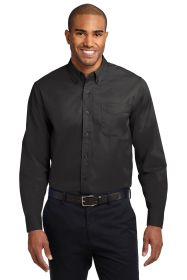 Port Authority Extended Size Long Sleeve Easy Care Shirt S608ES (Color: Black/ Light Stone, size: 10XL)