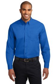 Port Authority Extended Size Long Sleeve Easy Care Shirt S608ES (Color: Strong Blue, size: 7XL)