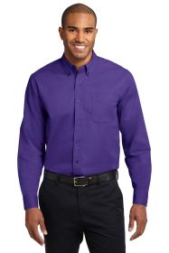 Port Authority Extended Size Long Sleeve Easy Care Shirt S608ES (Color: Purple/ Light Stone, size: 9XL)