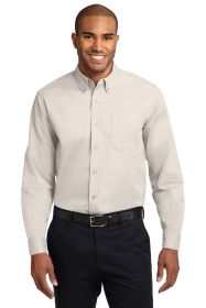 Port Authority Extended Size Long Sleeve Easy Care Shirt S608ES (Color: Light Stone/ Classic Navy, size: 7XL)