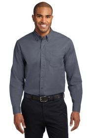 Port Authority Extended Size Long Sleeve Easy Care Shirt S608ES (Color: Steel Grey/ Light Stone, size: 7XL)