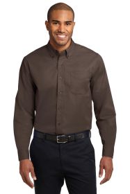 Port Authority Extended Size Long Sleeve Easy Care Shirt S608ES (Color: Coffee Bean/ Light Stone, size: 8XL)