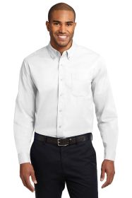 Port Authority Extended Size Long Sleeve Easy Care Shirt S608ES (Color: White/ Light Stone, size: 8XL)