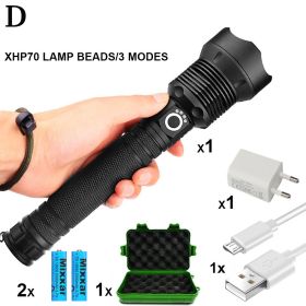 z30 Dropshipping LED Tactical Flashlight XHP70.2 Super Bright Waterproof Zoomable Torch 3 Mode Camping Outdoor USB Lamp Lanterna (Emitting Color: Battery Box Charger)