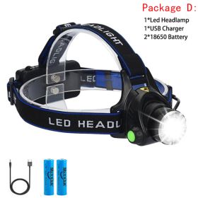 zk20 8000LM Led Headlamps Head Lights Waterproof Head Flashlight Forehead Head Headlights Torch Hunting Mining Fishing Light (Emitting Color: Option D, Body Color: T6 LED)