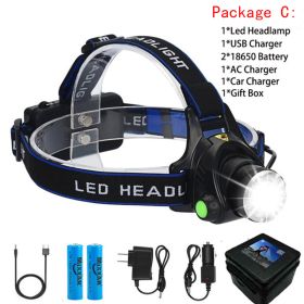 zk20 8000LM Led Headlamps Head Lights Waterproof Head Flashlight Forehead Head Headlights Torch Hunting Mining Fishing Light (Emitting Color: Option C, Body Color: T6 LED)