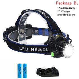 zk20 8000LM Led Headlamps Head Lights Waterproof Head Flashlight Forehead Head Headlights Torch Hunting Mining Fishing Light (Emitting Color: Option B, Body Color: T6 LED)