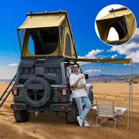 Explorer Plus Rooftop Tent Hardshell with Side Awning, Air Conditioner Outlet with Bracket, Luggage Racks&Replaceable Netting Rain Curtain (Color: Desert Khaki)