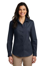 Port Authority Ladies Long Sleeve Carefree Poplin Shirt LW100 (Color: River Blue Navy, size: 3XL)