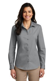 Port Authority Ladies Long Sleeve Carefree Poplin Shirt LW100 (Color: Gusty Grey, size: 3XL)