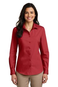 Port Authority Ladies Long Sleeve Carefree Poplin Shirt LW100 (Color: Rich Red, size: 3XL)