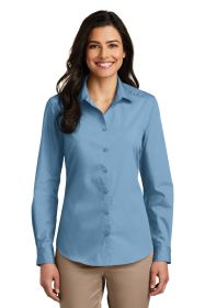 Port Authority Ladies Long Sleeve Carefree Poplin Shirt LW100 (Color: Carolina Blue, size: M)