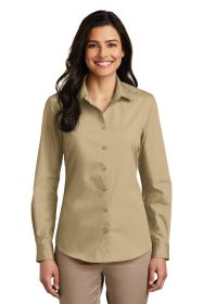 Port Authority Ladies Long Sleeve Carefree Poplin Shirt LW100 (Color: Wheat, size: XS)