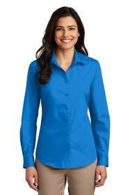 Port Authority Ladies Long Sleeve Carefree Poplin Shirt LW100 (Color: Coastal Blue, size: XS)