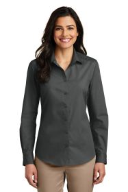 Port Authority Ladies Long Sleeve Carefree Poplin Shirt LW100 (Color: Graphite, size: XS)