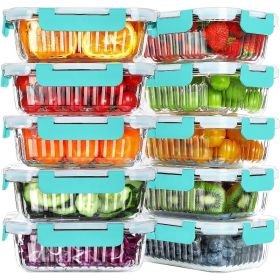 10Packs 22oz Glass Meal Prep Containers,Glass Food StorageContainers withLids,Airtight Glass Lunch Containers,BPA Free,Microwave (Color: Green)