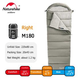 Naturehike Sleeping Bag M180 Lightweight Sleeping Bag M300 Double Camping Sleeping Bag M400 Machine Washable Winter Sleeping Bag (Color: M180-Green-Right)