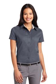 Port Authority Ladies Short Sleeve Easy Care Shirt L508 (Color: Steel Grey/ Light Stone, size: XS)